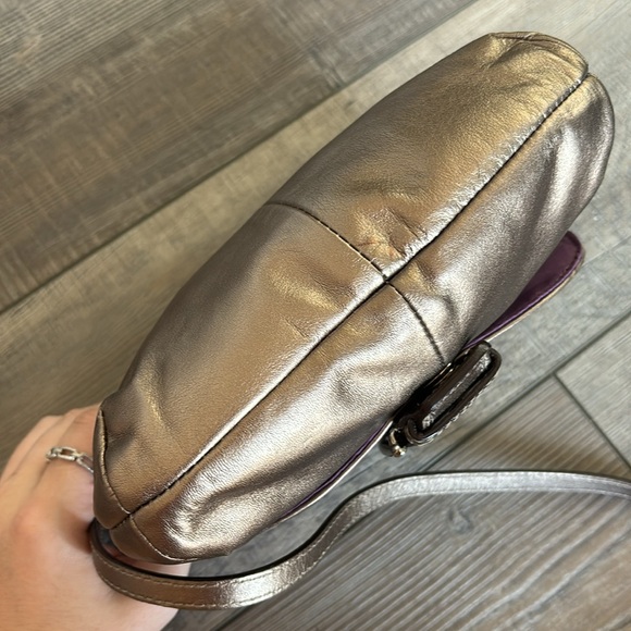 Coach Bronze Leather Flap Crossbody Bag - Picture 6 of 12